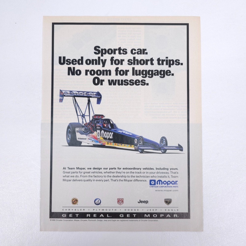 Mopar Dragster Ad Print Hot Rod June 2007 Top Fuel Get Real Racing Slogan
